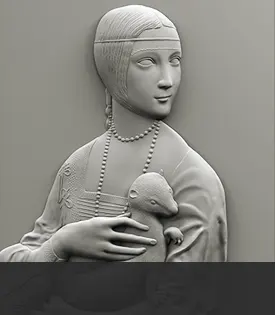 Tyflografika wykonana na podstawie obrazu Leonarda da Vinci. Muzeum Narodowe w Krakowie.